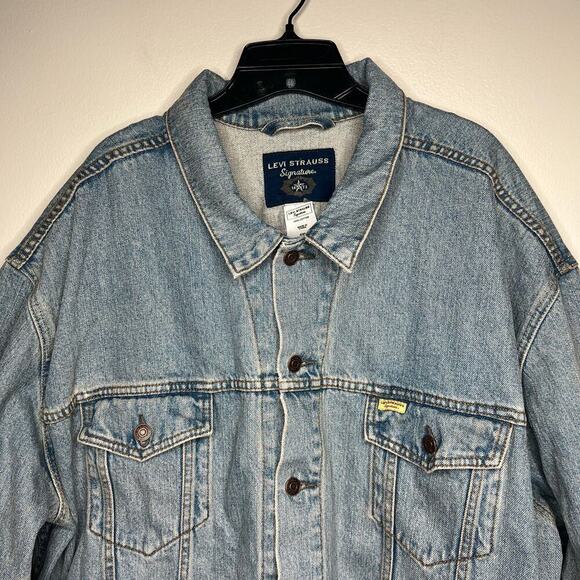Vintage Levi Strauss Signature Denim Coat Jean Trucker Jacket Size 4XL Cotton - Picture 2 of 11